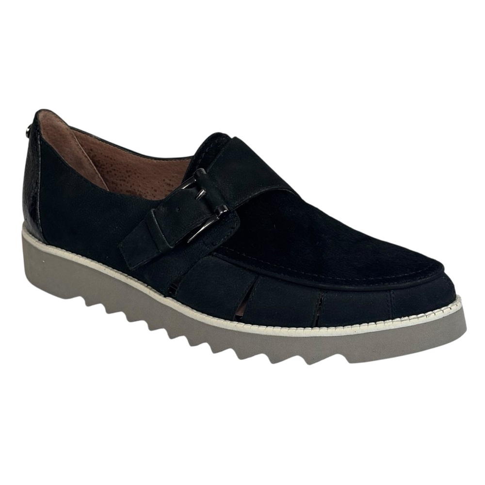 Women’s New Donald J. Pliner Black Calf Hair Loafers w/ Buckle Comfort Lugg Sole